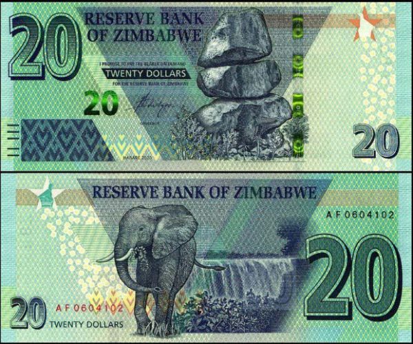 Zimbabwe 20 Dollars 2020 UNC